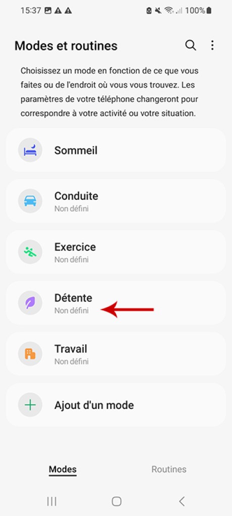 Comment utiliser les modes et les routine Samsung UI 5 20