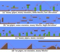 Quatre exemples de variations de niveaux générés par MarioGPT. // Source : Université IT de Copenhague