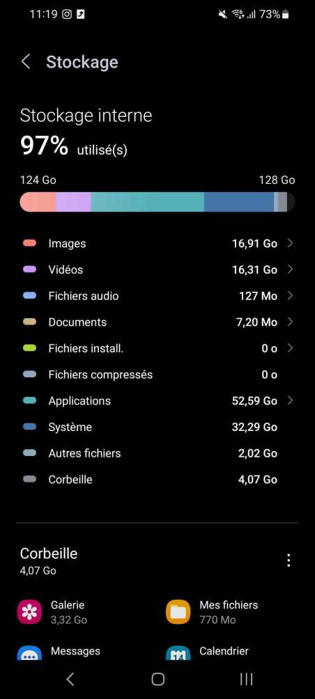 Le stockage sur One UI 5// Source : Frandroid