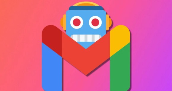 Le logo Gmail avec un émoji robot // Source : Frandroid