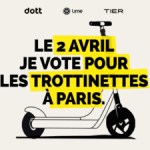 Dott, Lime et Tier s'allient pour encourager les Parisiens à voter contre l'interdiction des trottinettes électriques // Source : Hannah Landau via LinkedIn