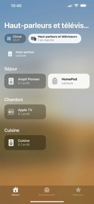 L'application Maison permet de gérer l'enceinte.