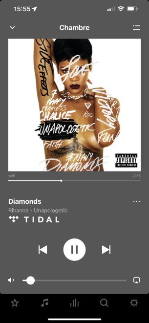 L'app Tidal est compatible avec la lecture directe sur l'enceinte.