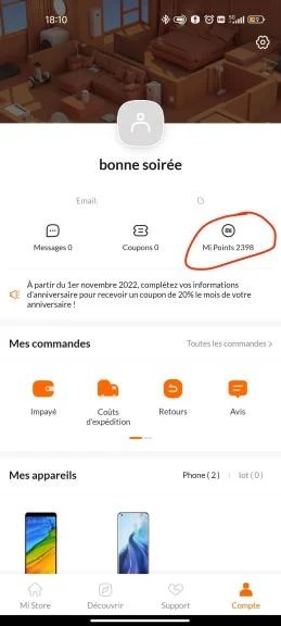 L'application Mi Store de Xiaomi // Source : AyRo (via le Discord de Frandroid)