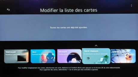 Modifiez la liste des cartes, si nécessaire.