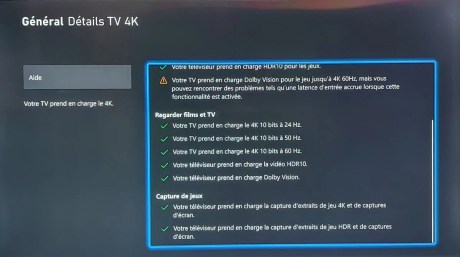 Les capacités du téléviseur pour la Xbox Serie X