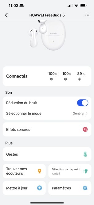 La page principale de l'app Huawei AI Life