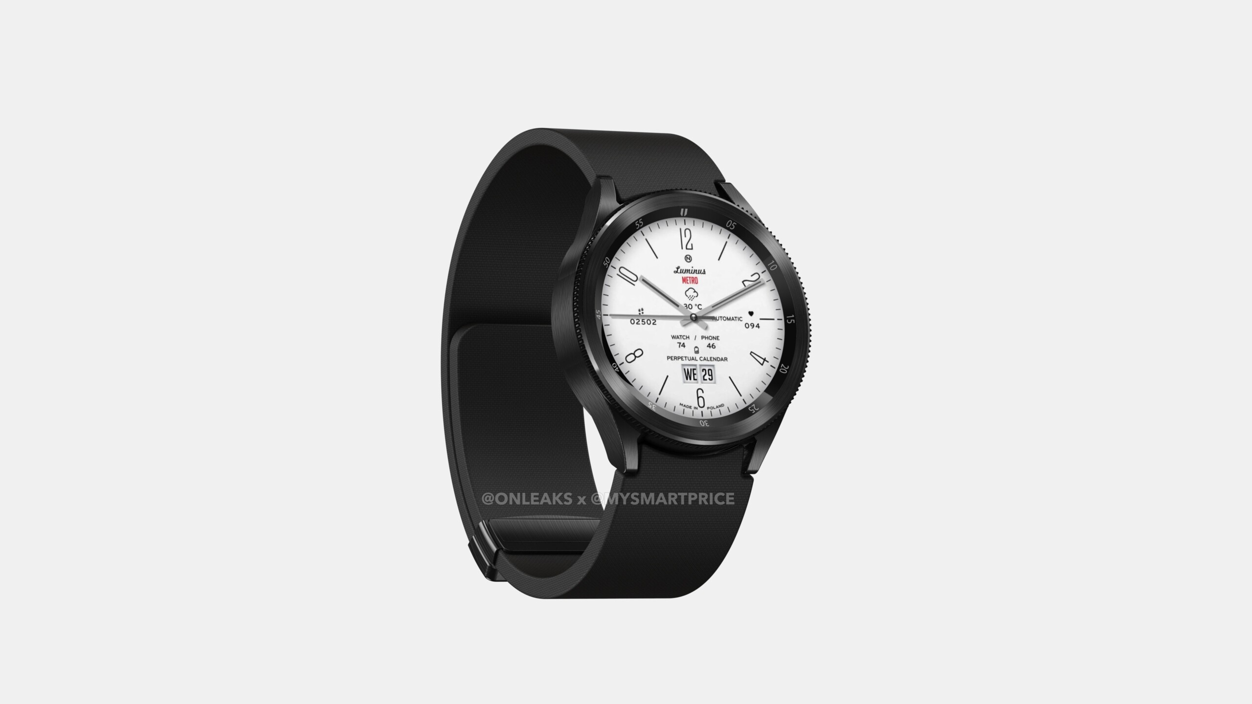 Le design potentiel de la Samsung Galaxy Watch 6 Classic // Source : OnLeaks / MySmartPrice