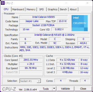 CPU-Z / Source : Nerces – Frandroid