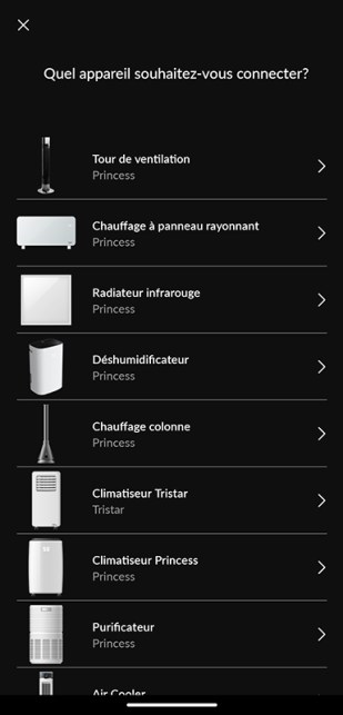 Climatiseur connecté Princess 353200 capture application 02