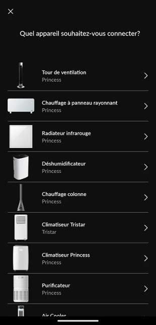 Climatiseur connecté Princess 353200 capture application 02