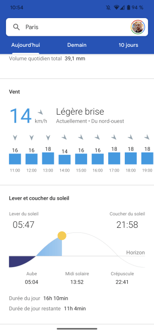 Google météo maintenant