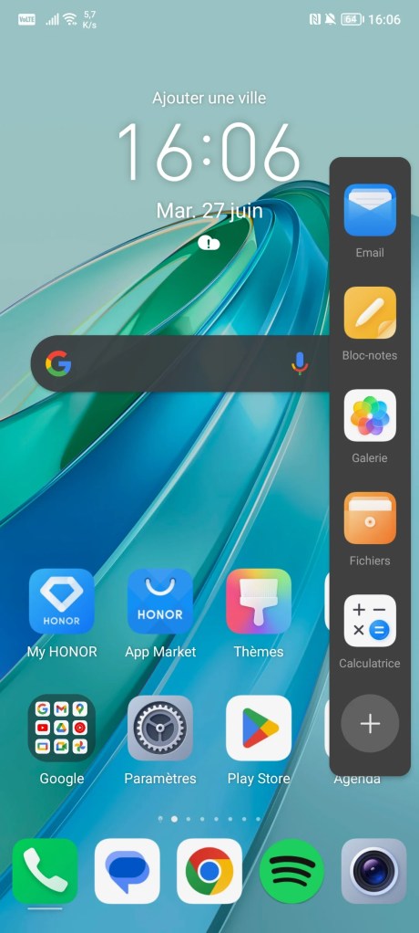 Magic UI 6.1 sur le Honor Magic5 Lite // Source : Frandroid