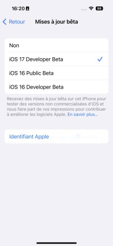 iOS 17 beta installation tuto 2 accont