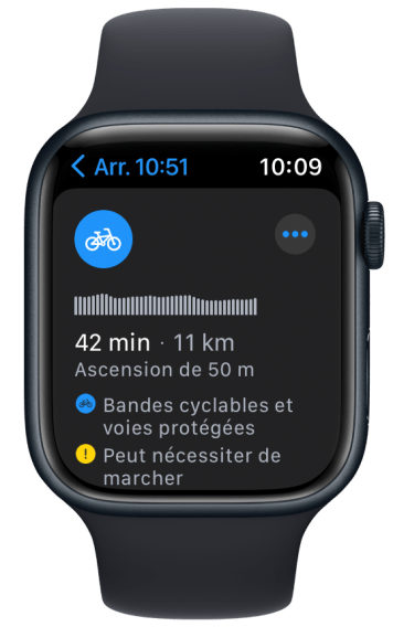 La navigation à vélo dans Apple Plans // Source : Apple