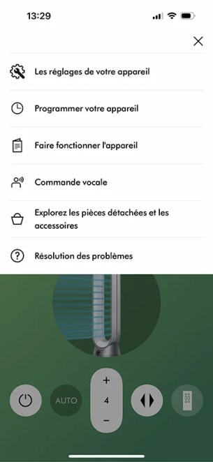Dyson purifier cool capture d'écran appli myDyson 18