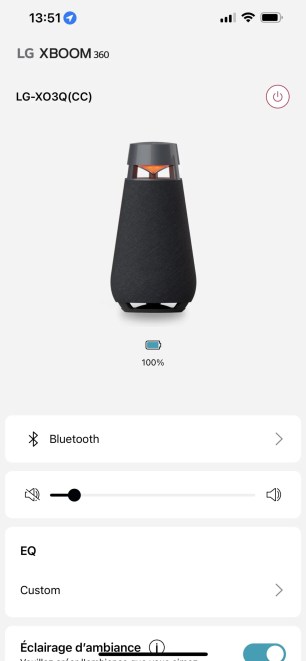 La page d'accueil de l'app LG XBOOM