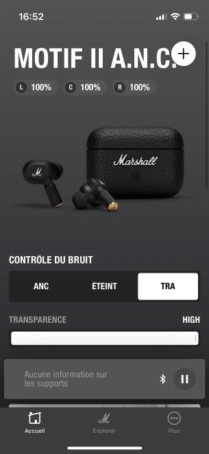 l'application des Marshall Motif II ANC