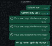 Discussion WhatsApp avec des messages supprimés