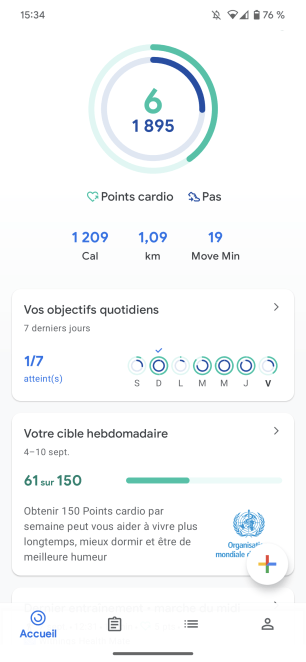 Aperçu de l'application Google Fit