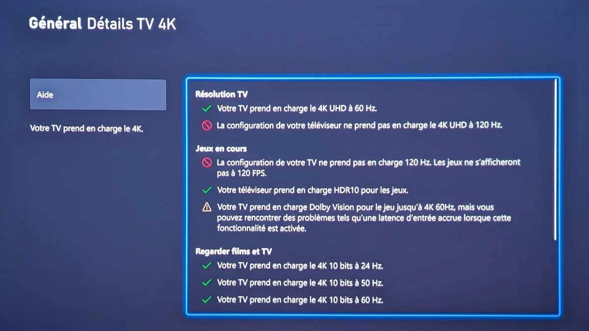 Pas de 120 Hz ici.