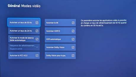 Le Dolby Vision est autorisé pour les jeux