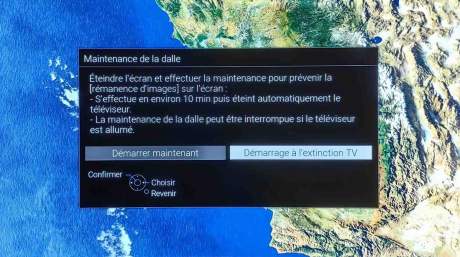 Le menu pour lancer la maintenance de la dalle