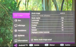 Le menu HDR