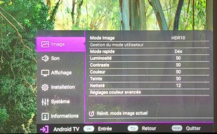 Le menu HDR