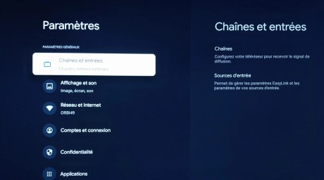 Le menu complet des paramètres