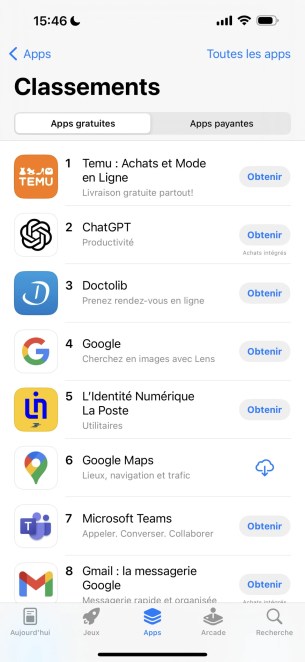 TEMU est l'application la plus populaire sur iPhone....