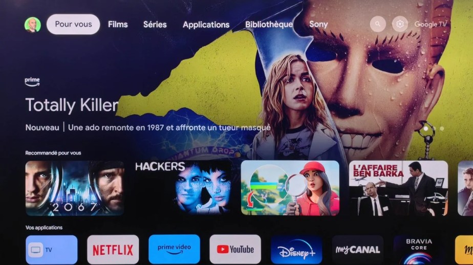 La page d'accueil de Google TV