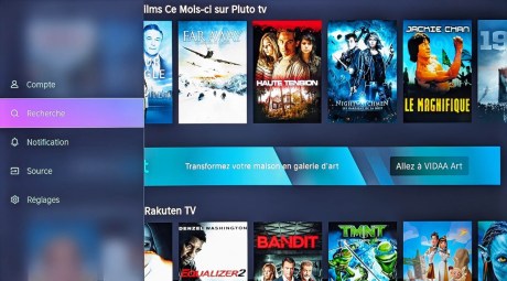 Le menu Vidaa est maintenant sur la gauche de l'écran