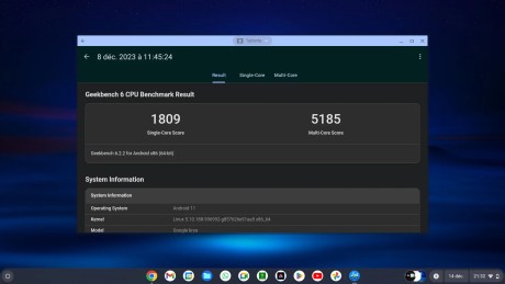 Capture écran Geekbench CPU