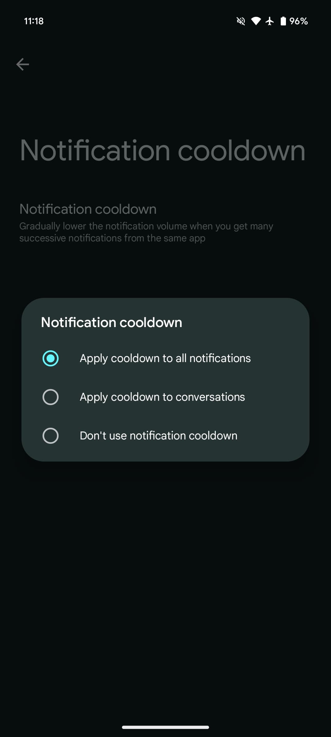 La fonction Notification cooldown sur Android 15 // Source : 9to5Google