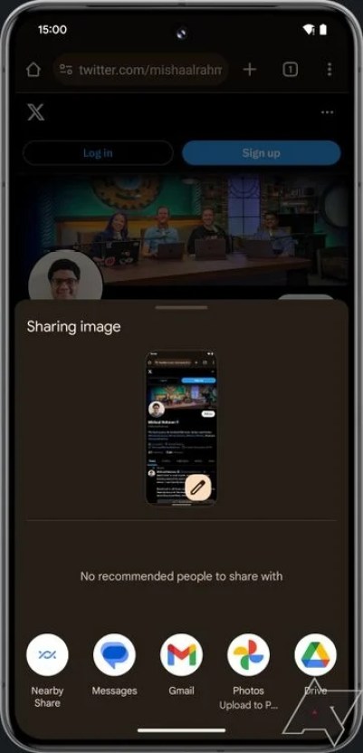 Quick Share menu partage Android