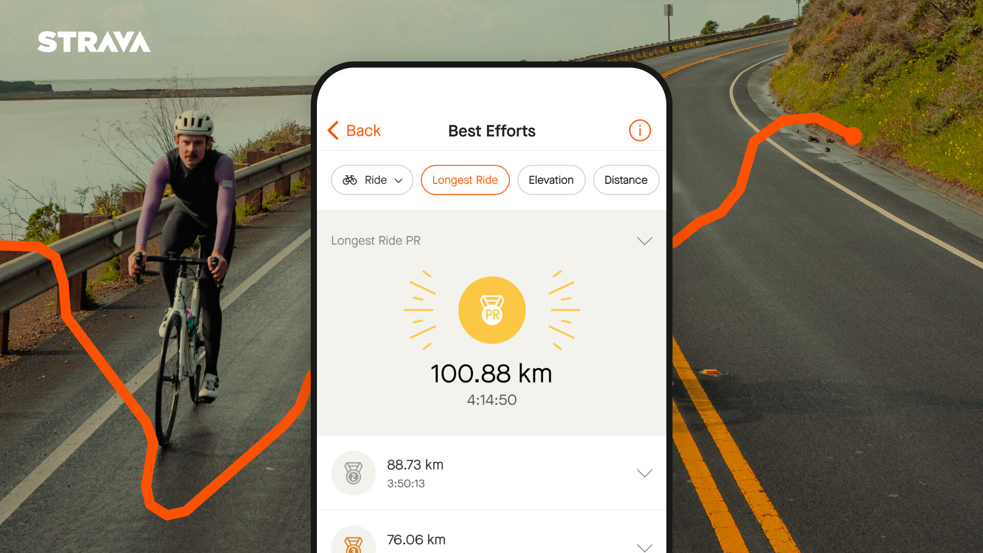 Les « meilleurs efforts » sont désormais disponibles pour le vélo sur Strava