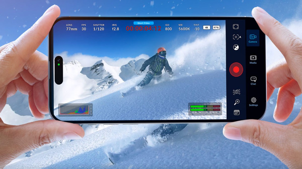 L'application Blackmagic Camera sur iPhone