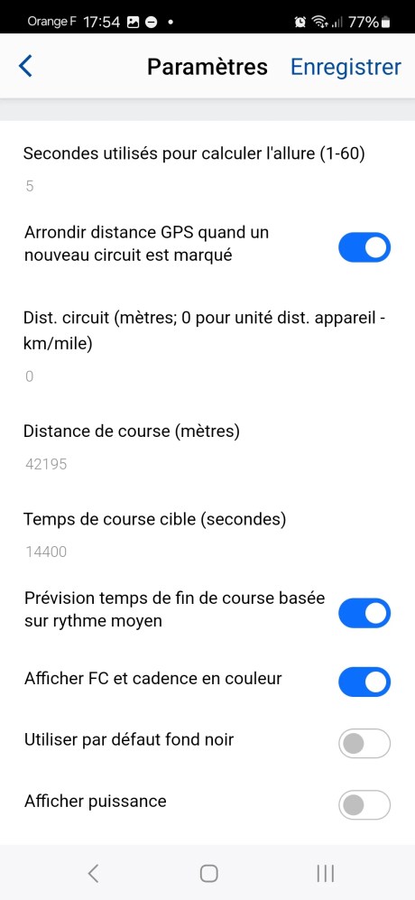 L'application Race Screen sur Garmin Connect IQ