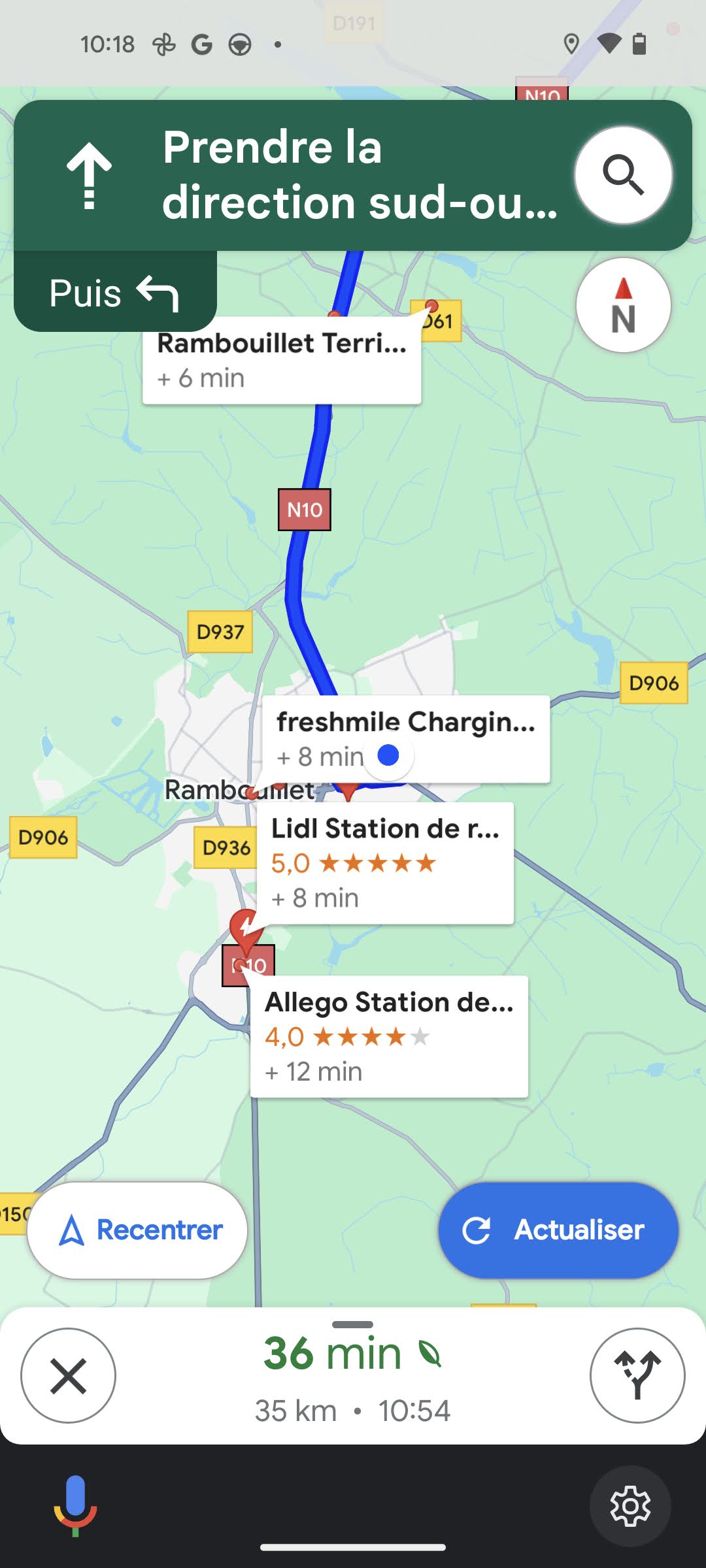 Google Maps - Bornes de recharge