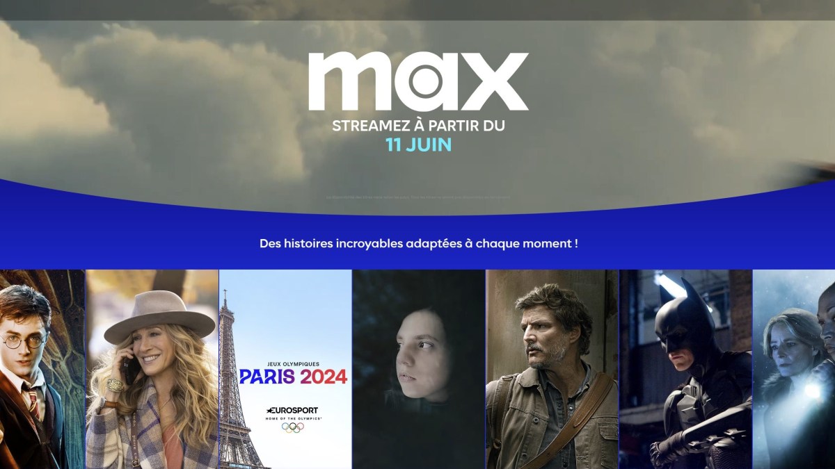 Capture du site Max.com avec le logo du service, la date du 11 juin et une sélection de programmes (dont Harry Potter, The Last of Us et Batman)