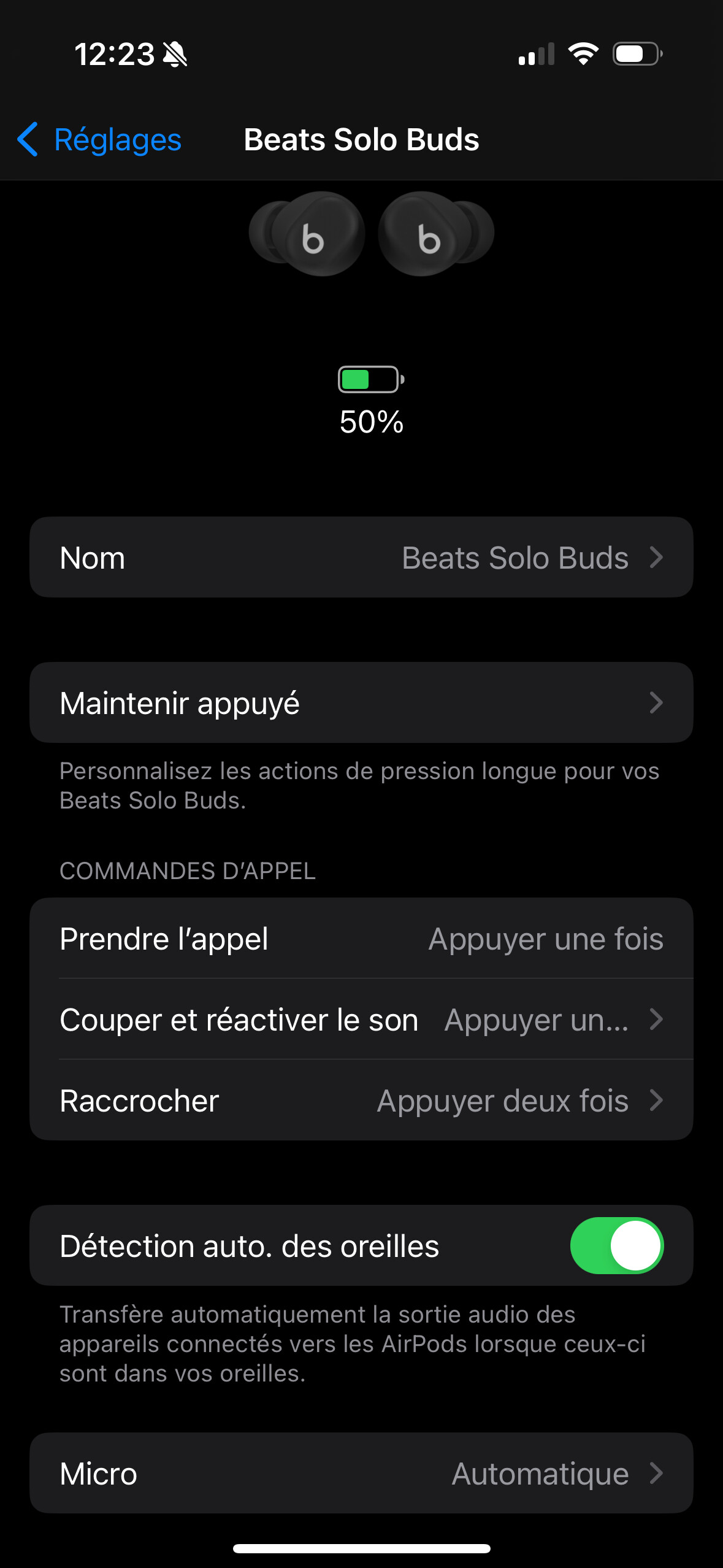 Sur iOS, les Beats Solo Buds fonctionnent comme des produits Apple // Source : Olivier Pastor pour Frandroid