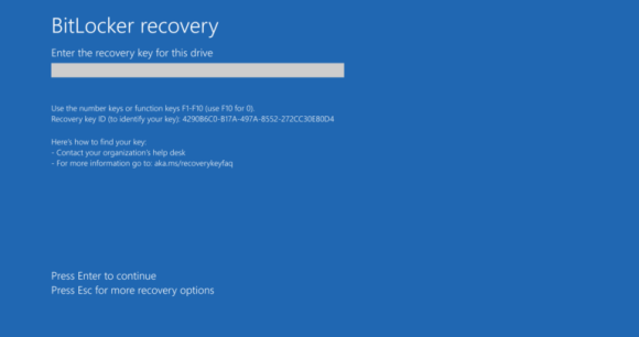 L’écran de verrouillage Bitlocker provoqué par la dernière mise à jour Windows // Source : Microsoft L’écran de verrouillage Bitlocker provoqué par la dernière mise à jour Windows // Source : Microsoft