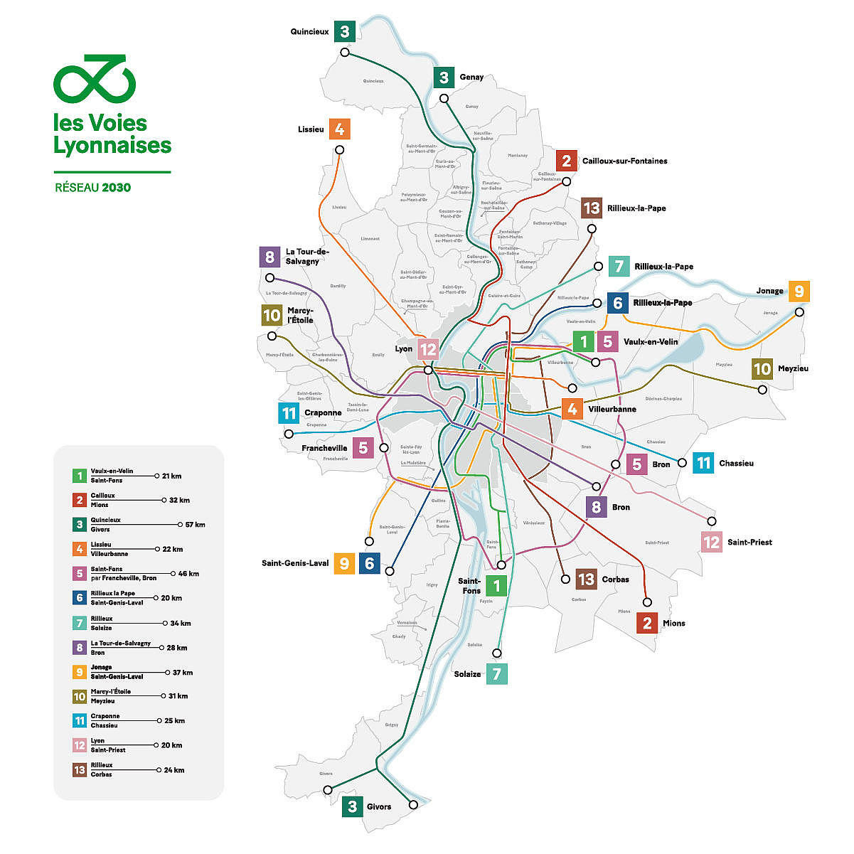 Réseau vélo Voies Lyonnaises 2024-2030