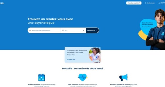 La page d'accueil de Doctolib // Source : Frandroid La page d'accueil de Doctolib // Source : Frandroid
