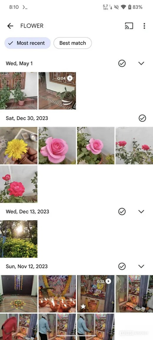 Capture d'écran filtres Google Photos