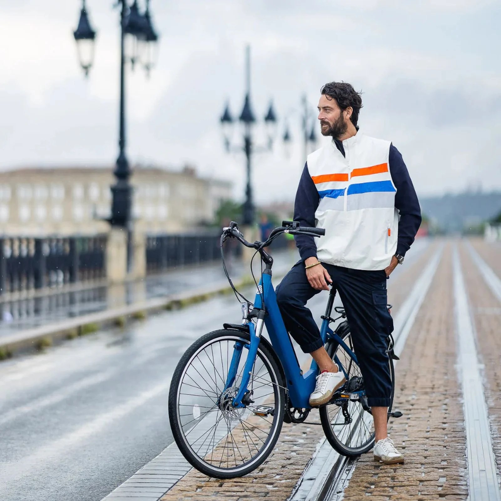 Veste vélo réfléchissante Le Temps des Grenouilles blanc