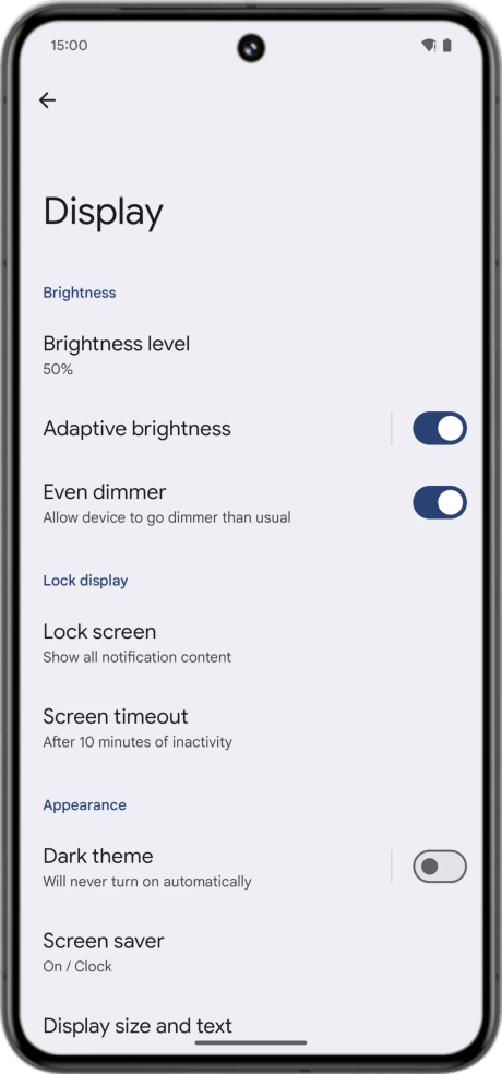 Android 15 event dimmer 2