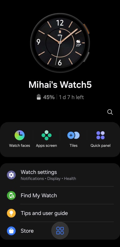 La nouvelle version de Galaxy Wearable