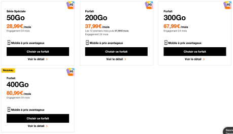 Forfaits avec mobile